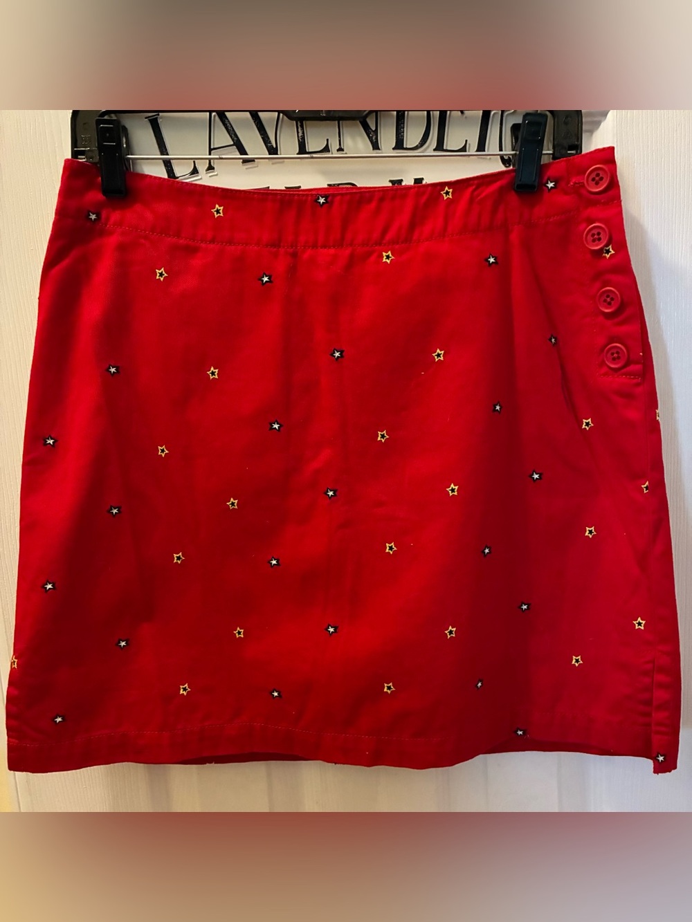 Vintage Liz Claiborne Red Mini Skort Skirt with Star Motif